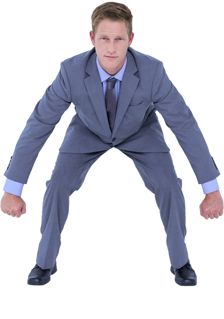 Transparent Background Businessman Bending in Formal Suit