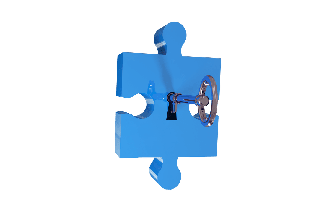 Transparent Puzzle Piece with Key Digital Illustration