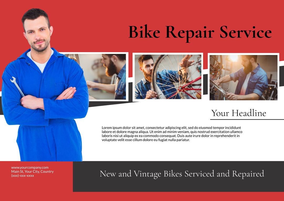 Professional Mechanic Offering Quality Bicycle Repair Services - Download Free Stock Templates Pikwizard.com