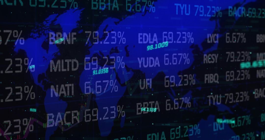 Digital World Map with Global Financial Data