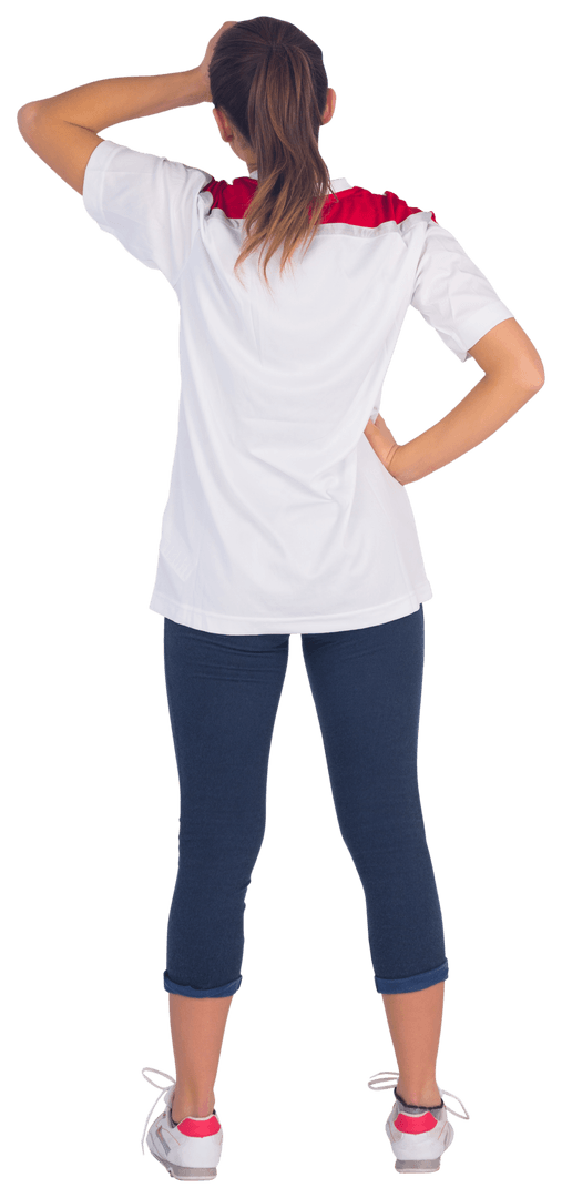 Disappointed Football Fan in White and Red Holding Head