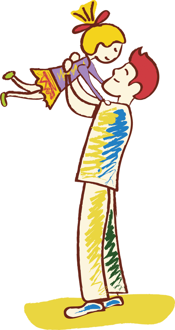 Joyful Father Lifting Daughter on Transparent Background