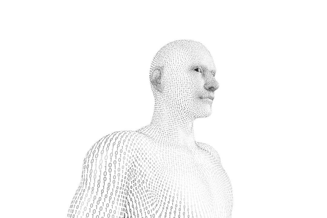 Transparent 3D Digital Male Bust with Detailed Texture