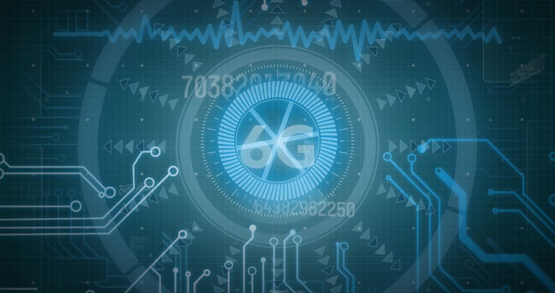 Futuristic Data Processing Interface with 6G Technology Focus