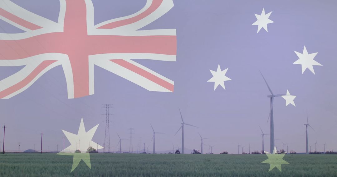 Australian renewable energy concept with wind turbines
