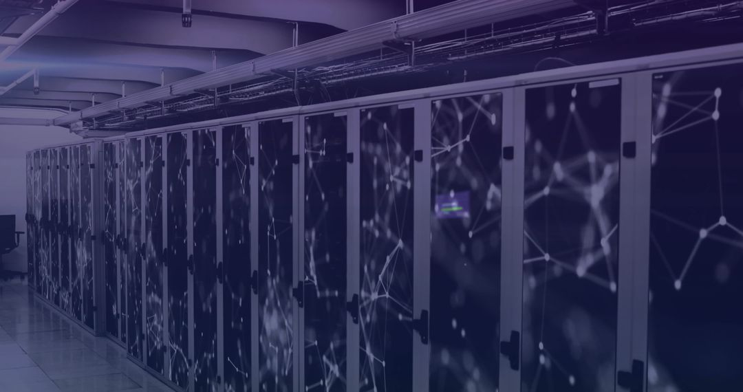Advanced Data Center with Futuristic Network Displays