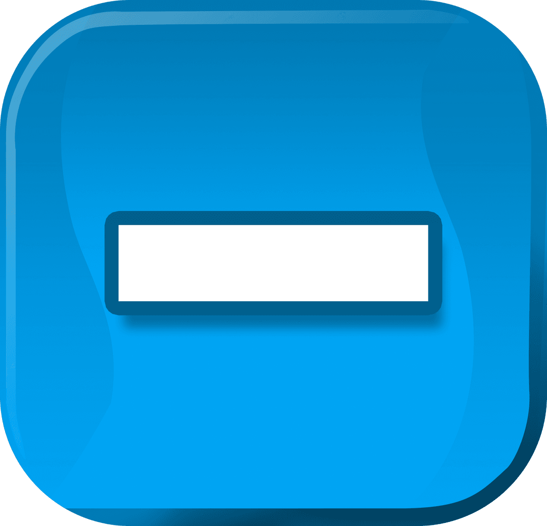 Transparent Blue Minus Sign Button Icon on White
