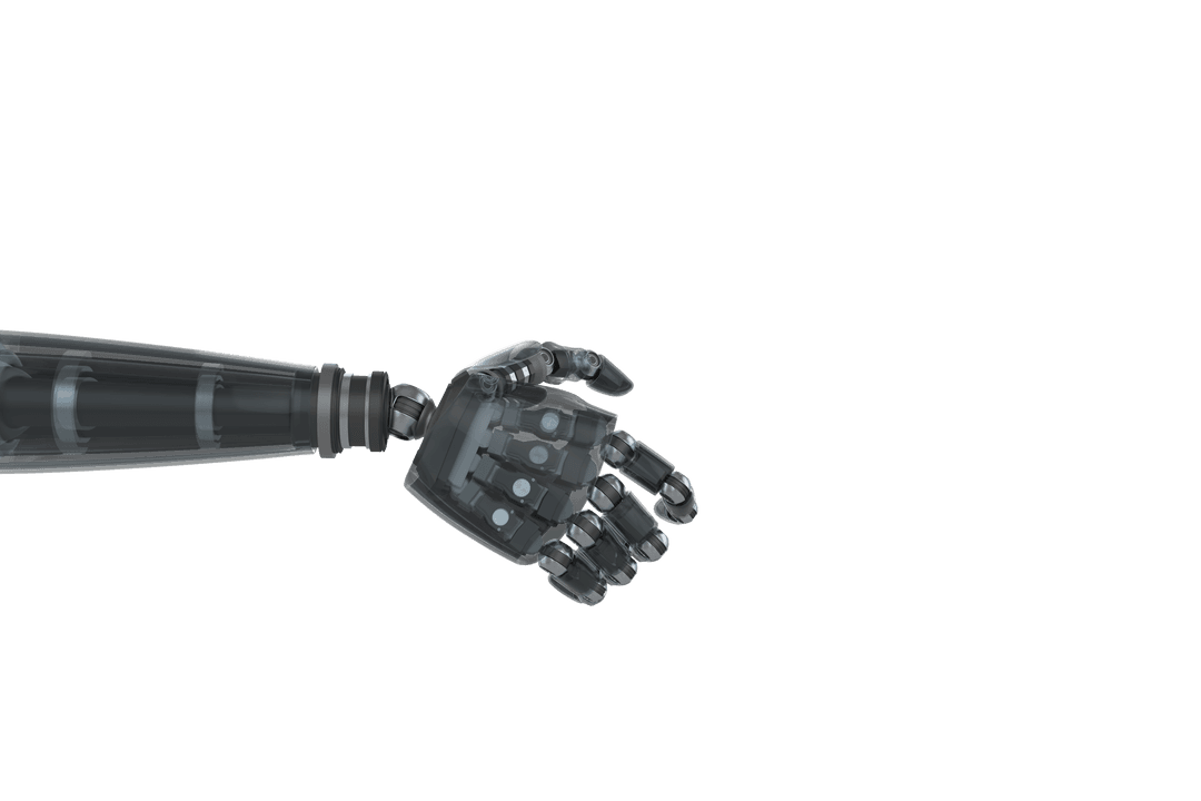 Transparent Black Robotic Arm Fist with Futuristic Design