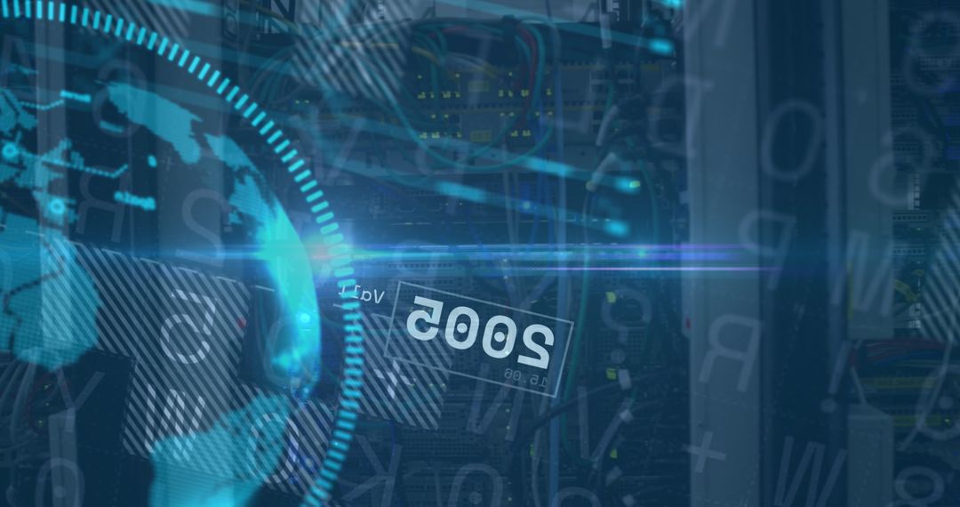 Digital Global Data and Technology in Server Room Concept