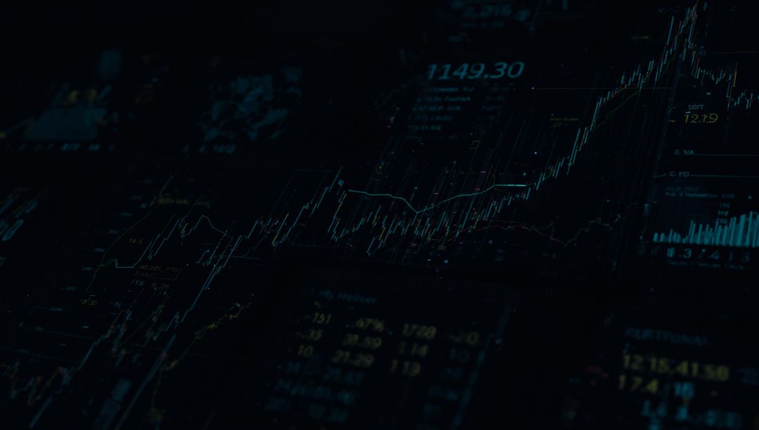 Digital Trading Interface Showing Rising Financial Graph and Analytics
