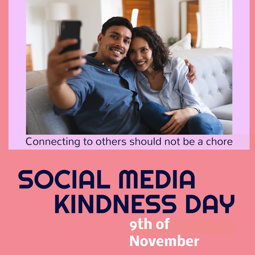 Smiling Couple Celebrating Social Media Kindness Day