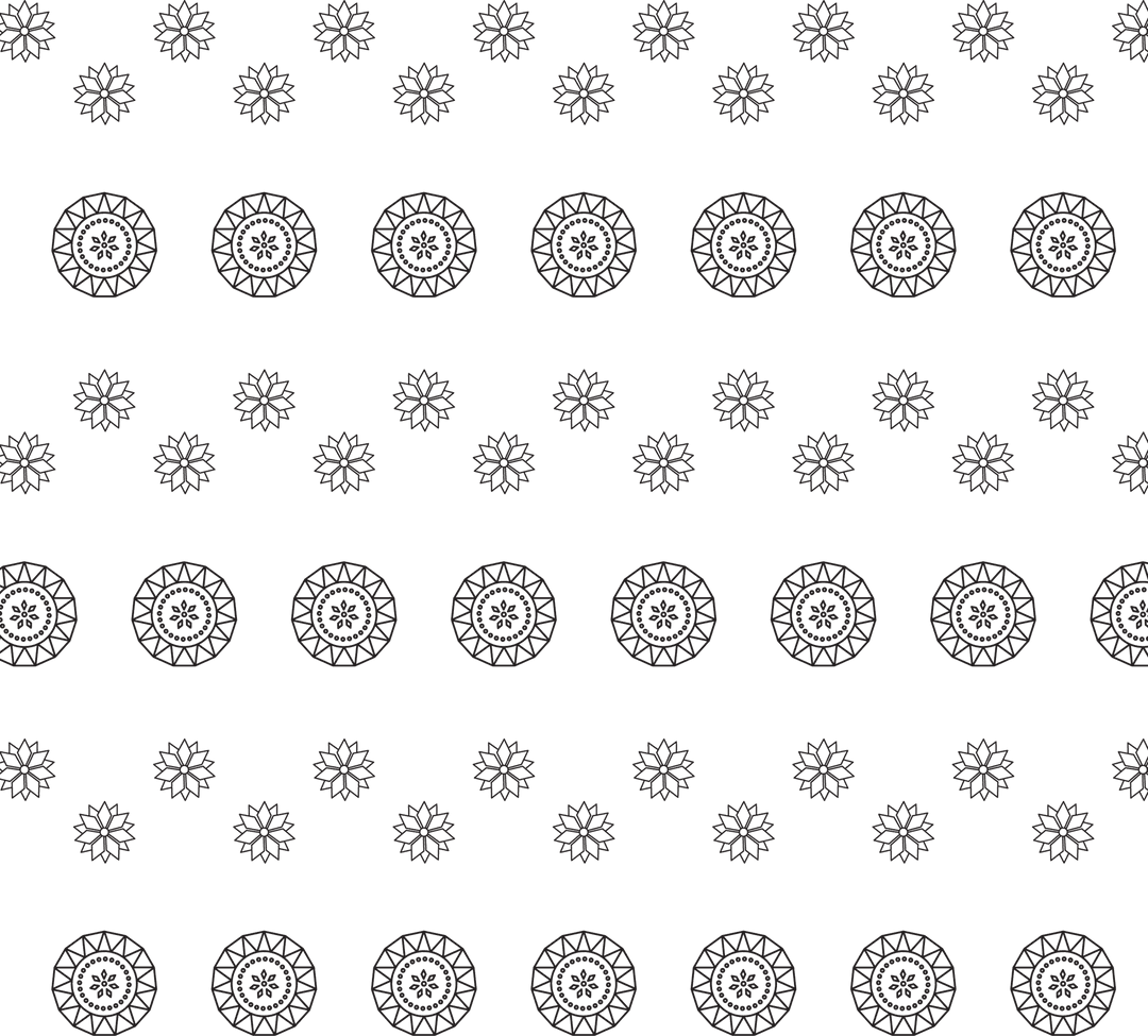 Seamless Black Floral Circles on Transparent Background