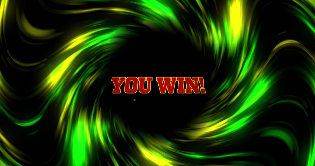 Dynamic 'You Win' Graphic with Green Energy Swirls