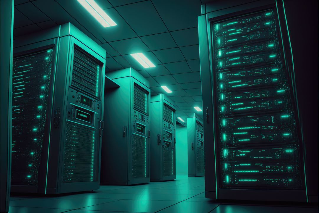 Modern Data Center with Glowing Servers - Free Images, Stock Photos and Pictures on Pikwizard.com