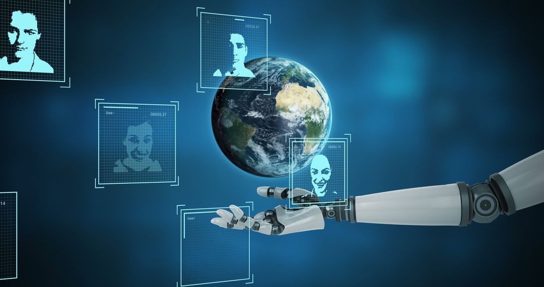 AI-Powered Global Database and Robotic Technology Concept