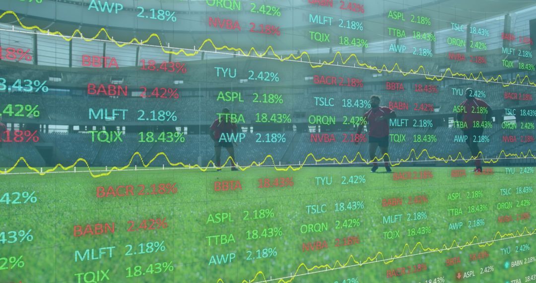 Multicultural Rugby Teams Overlaid with Stock Market Data