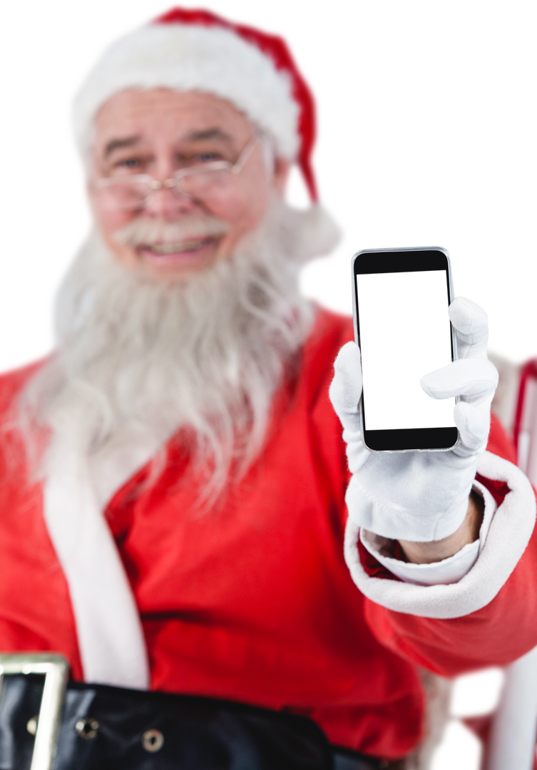 Smiling Santa Claus Showing Transparent Mobile Phone - Download Free Stock Images Pikwizard.com