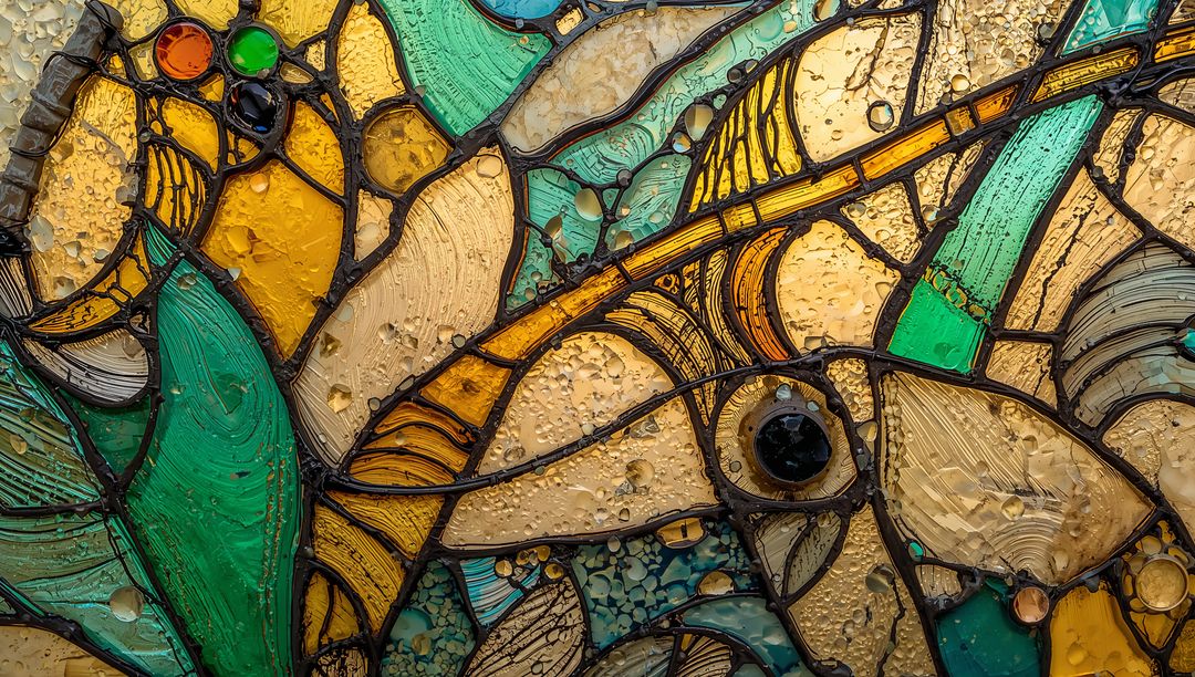 Abstract Stained Glass Panel with Colorful Segments