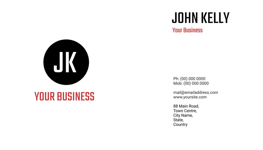 Minimalist Business Card with Bold Initials and Clear Contact Information - Download Free Stock Templates Pikwizard.com