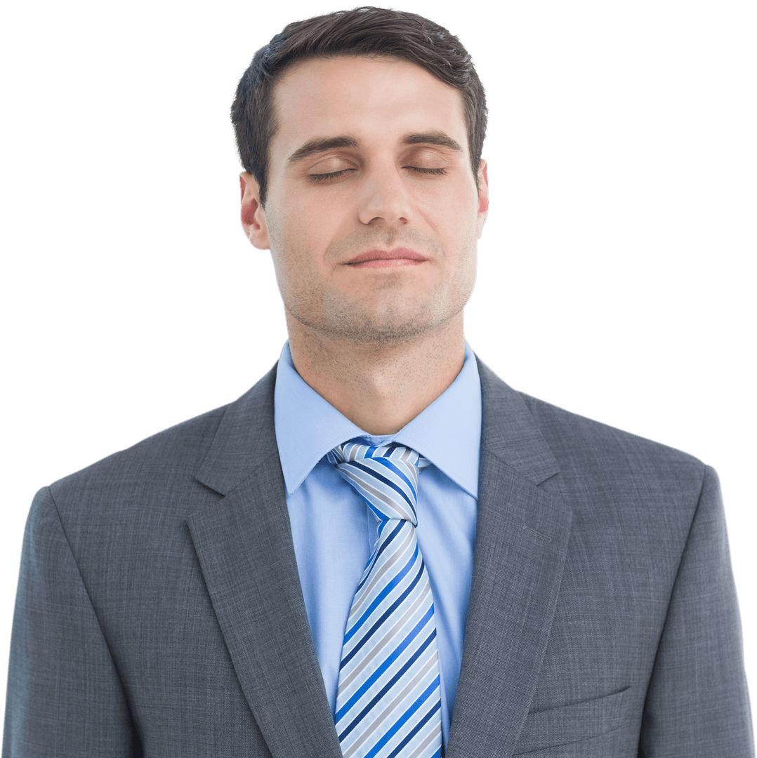 Transparent Relaxed Businessman with Closed Eyes in Suit