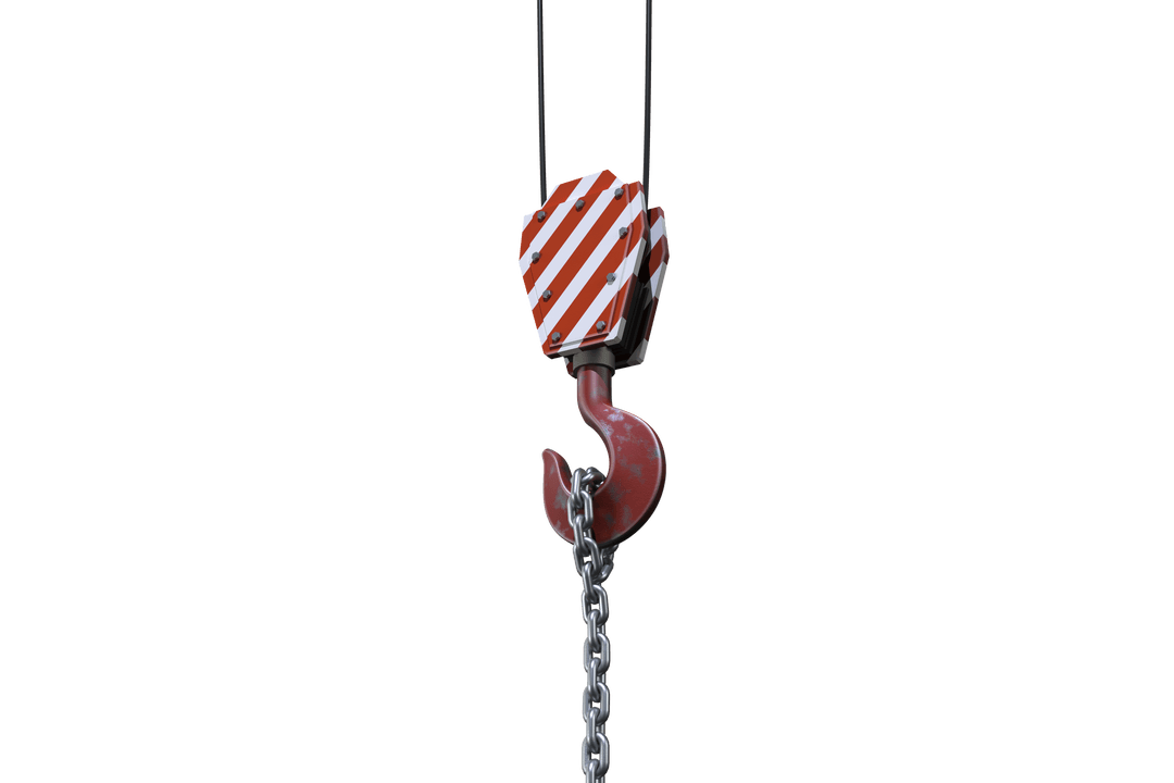 Transparent Industrial Chain Hook Suspended from Block