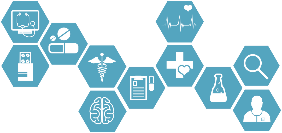 Transparent Illustration of Medical Symbols in Hexagons - Download Free Stock Images Pikwizard.com