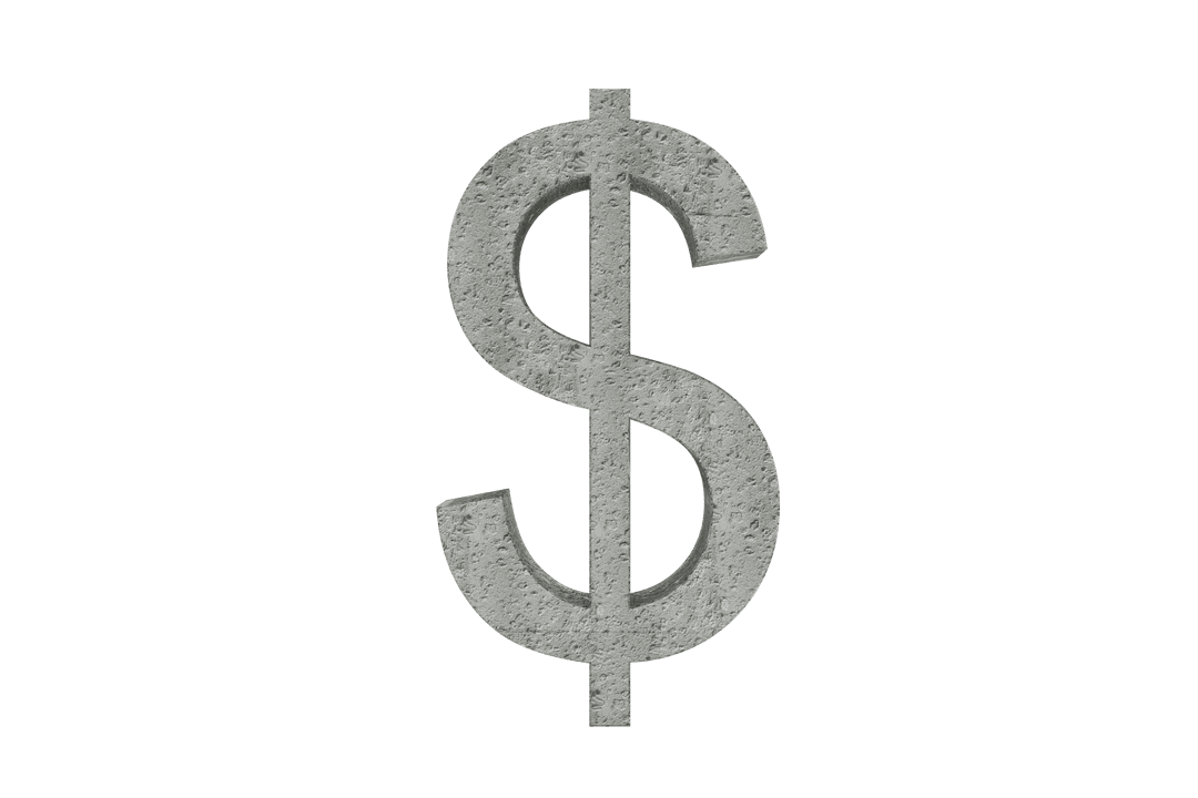 Transparent Gray Dollar Currency Symbol on White Background