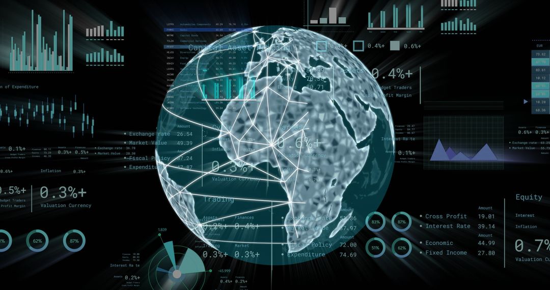 Global Network Connections and Financial Data Over Digital Globe