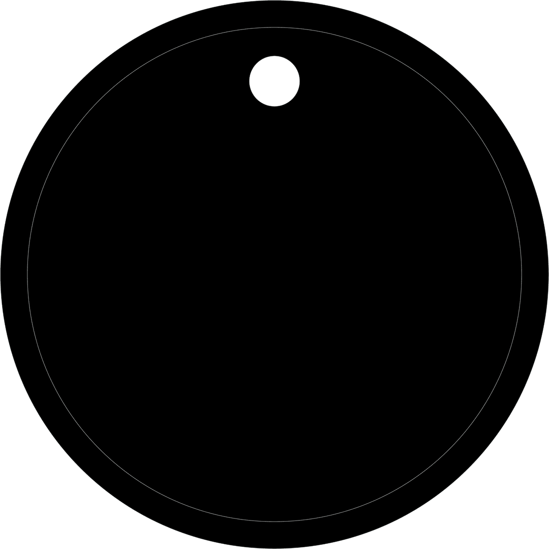 Black Circle Label with Hole on Transparent Background