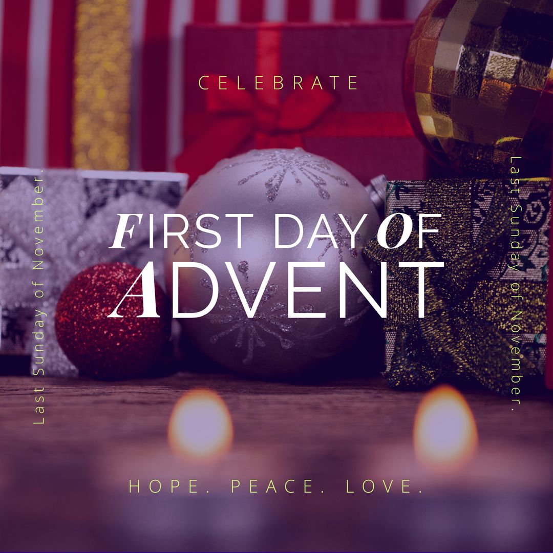 Festive Advent Frame with Elegant Decorations and Candles