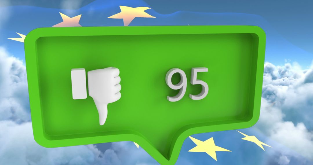 Social Media Dislike Reaction with EU Flag in Background
