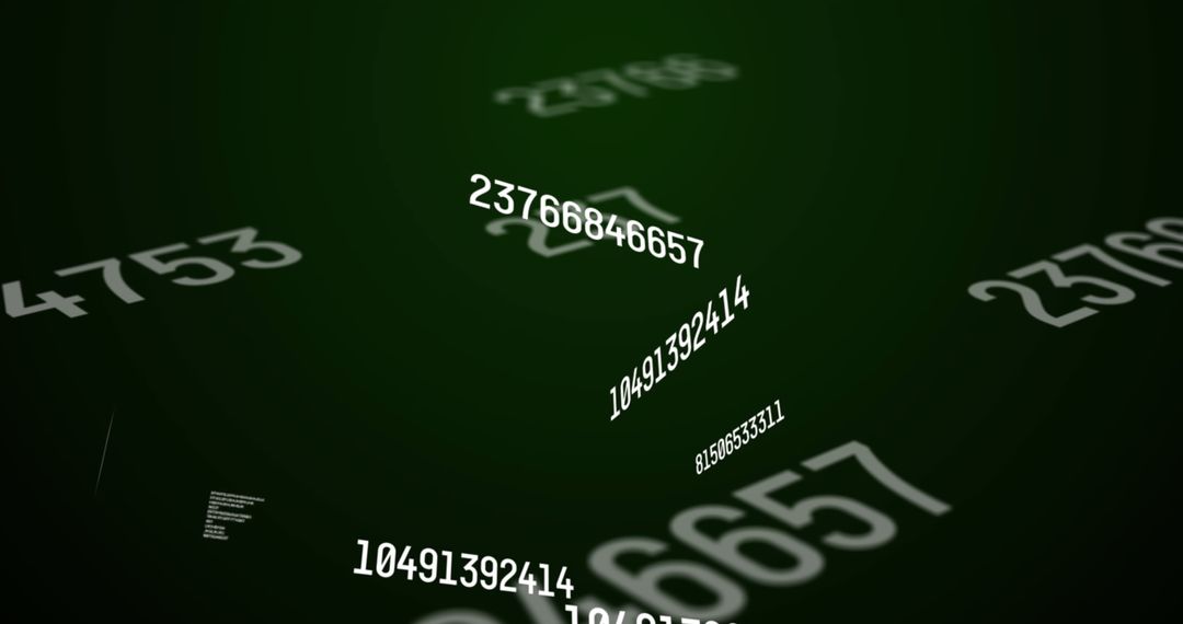 Abstract Digital Numbers on Green Background Illustrating Data Processing