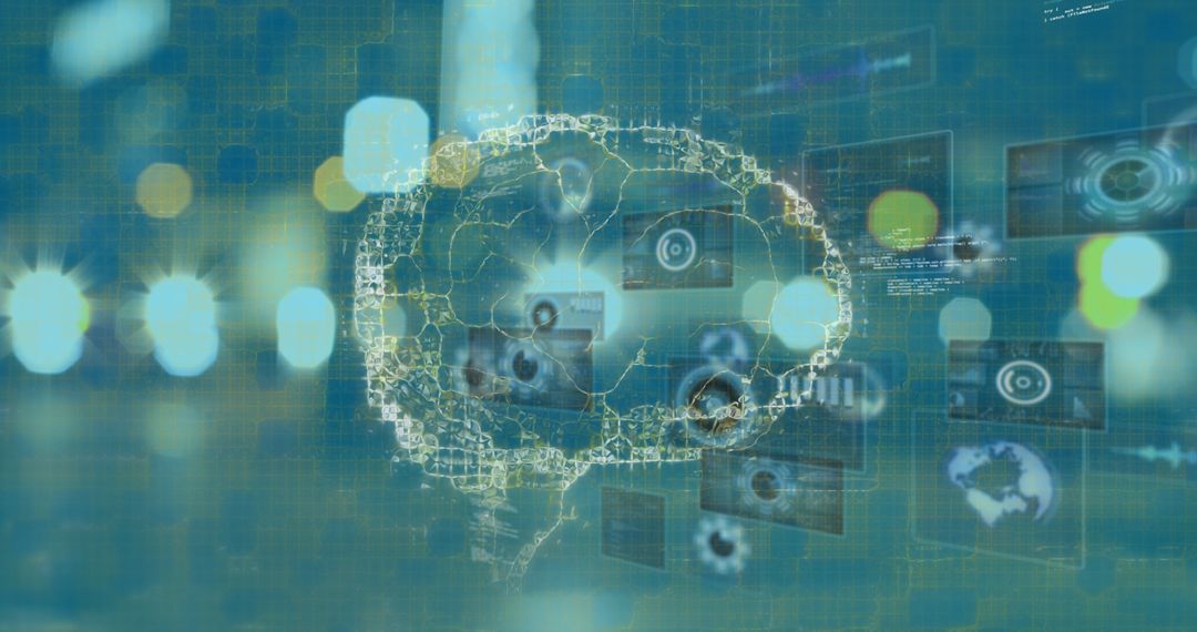 Futuristic Brain Data Interface with City Road Focus