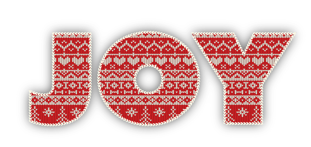 Festive Christmas Joy Text with Traditional Pattern and Transparent Background