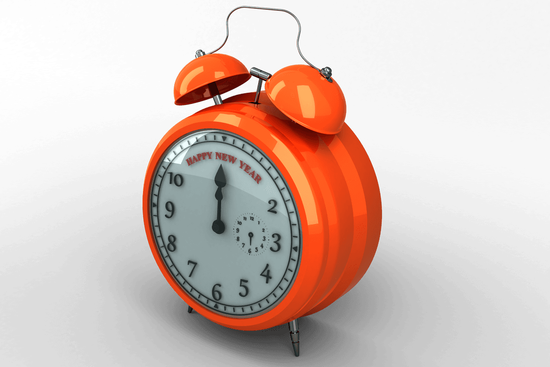 Transparent Vintage Orange Alarm Clock Happy New Year