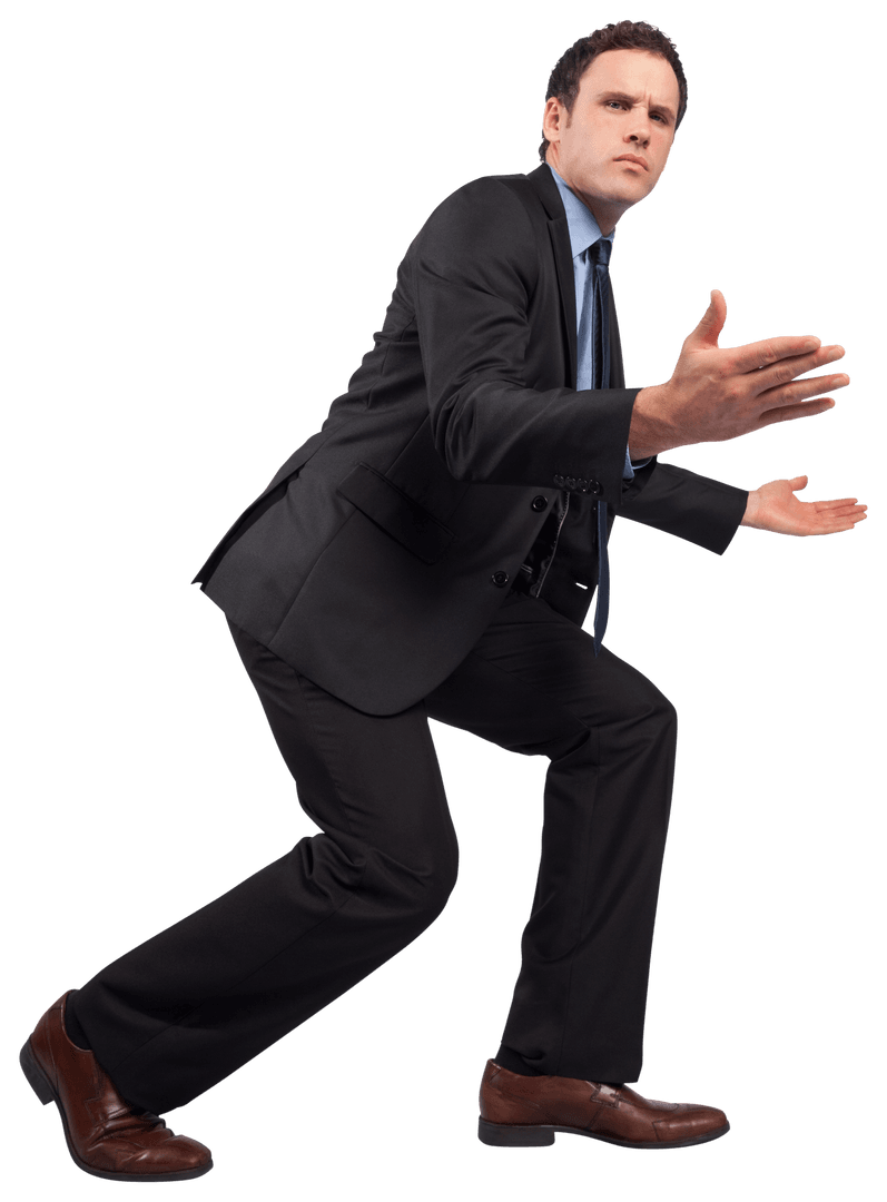 Transparent Businessman Posing Energetically