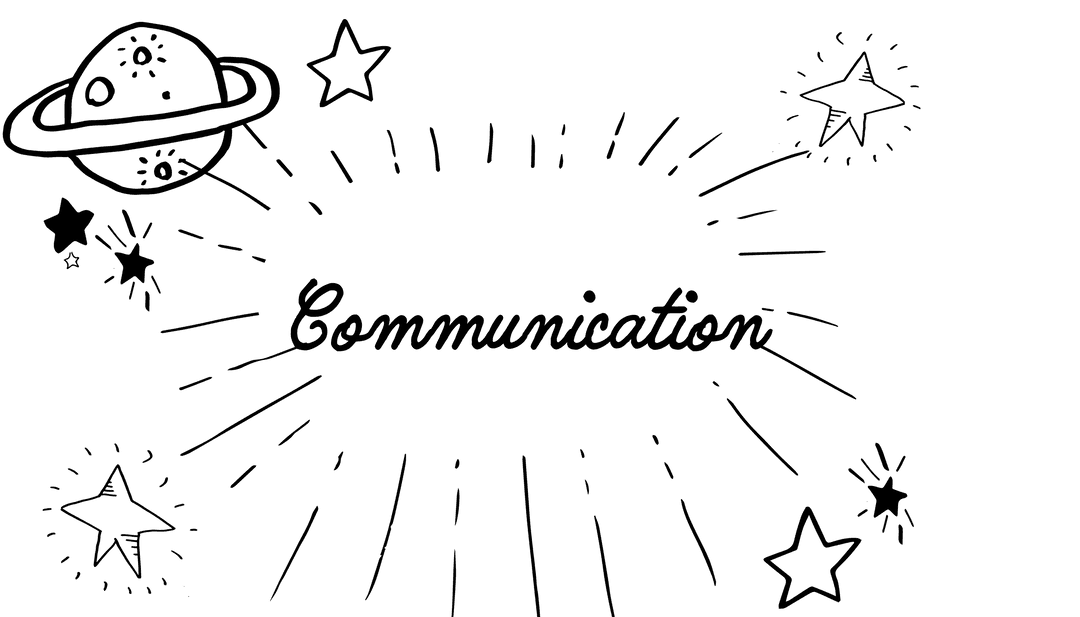 Digital PNG Communication Text with Stars on Transparent Background