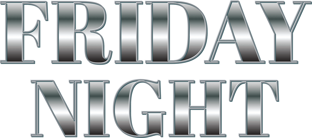 Metallic Friday Night Text on Transparent Background