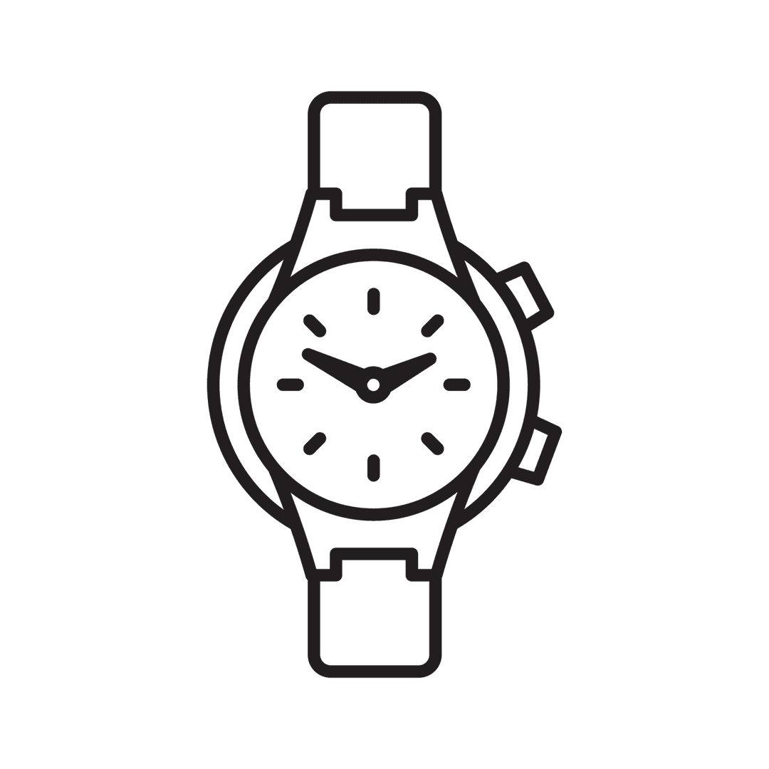 Black Outline Watch on Transparent Background Timeless Design