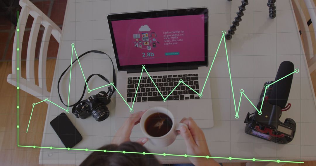 Businesswoman Analyzing Data on Laptop Shows Statistics Growth