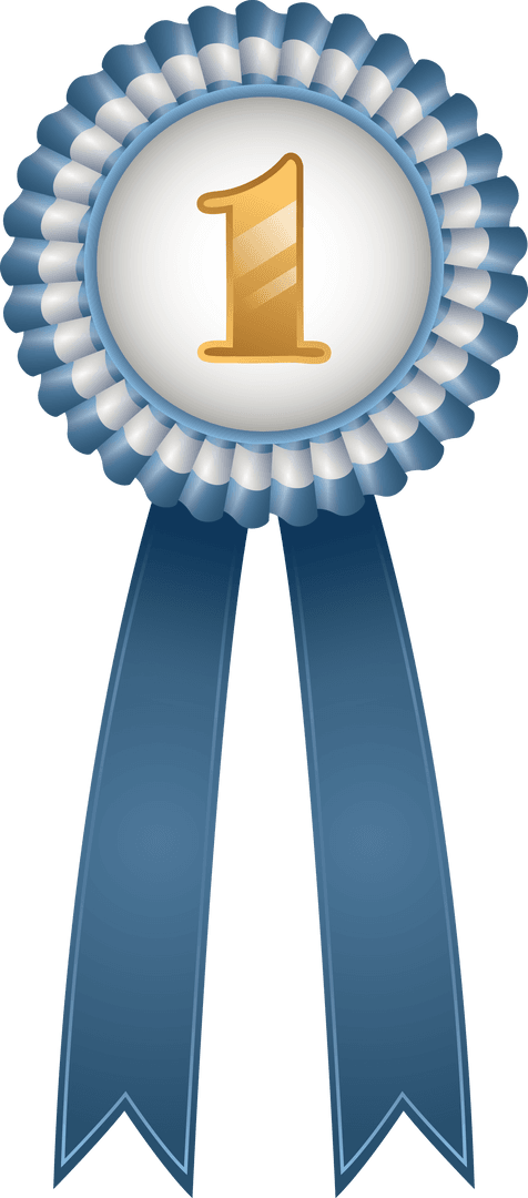 Blue Victory Badge with Gold Number 1 Transparent Background