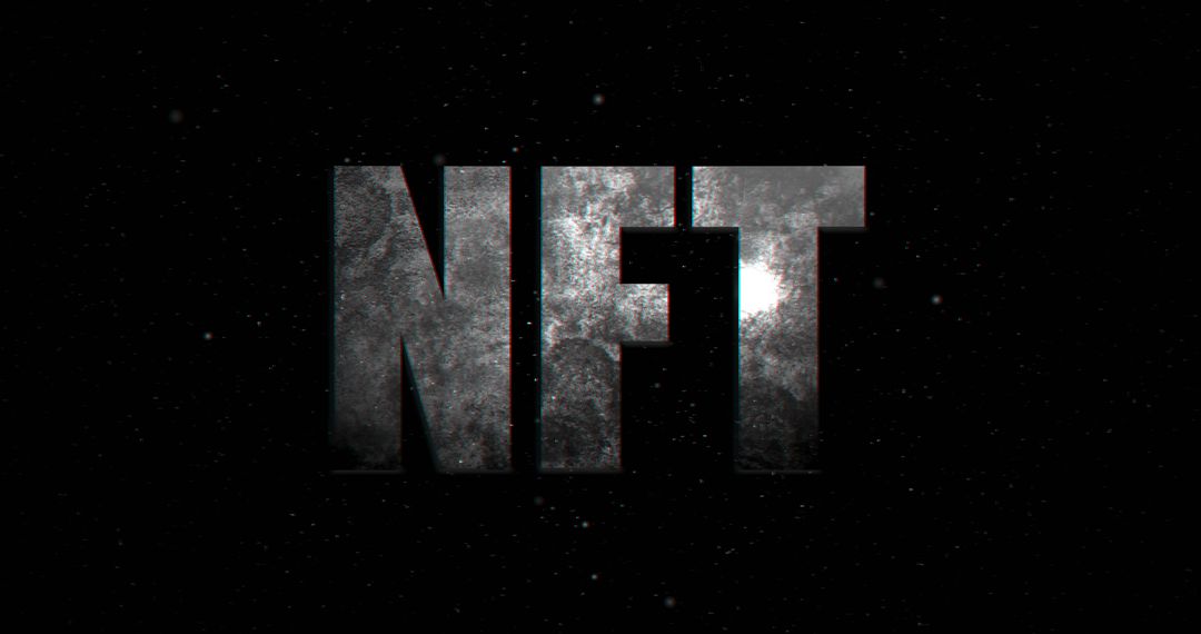 Illuminated NFT Text on Deep Space Background