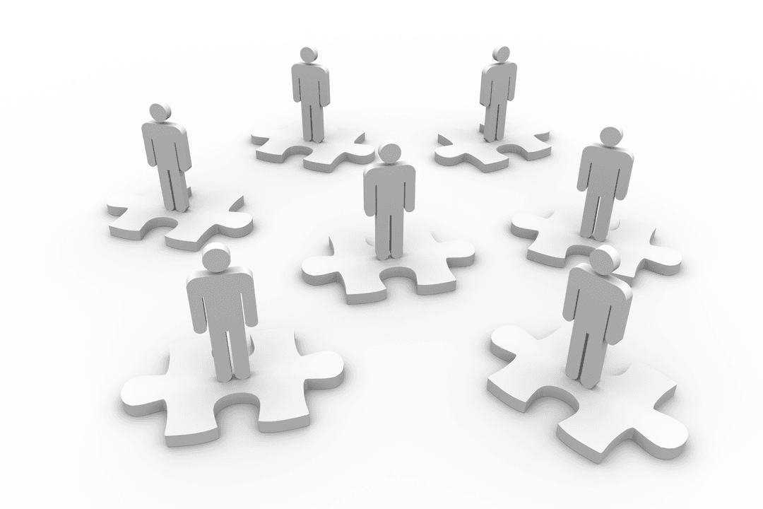 People on Puzzle Pieces Transparent Background Concept