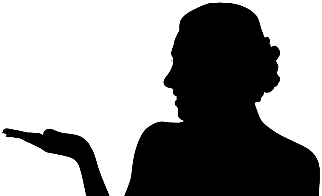 Transparent Silhouette of Woman Gesturing Hand Outward