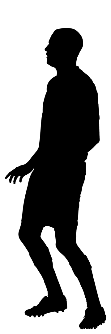 Silhouette of Male Football Player on Transparent Background for Sports Graphics