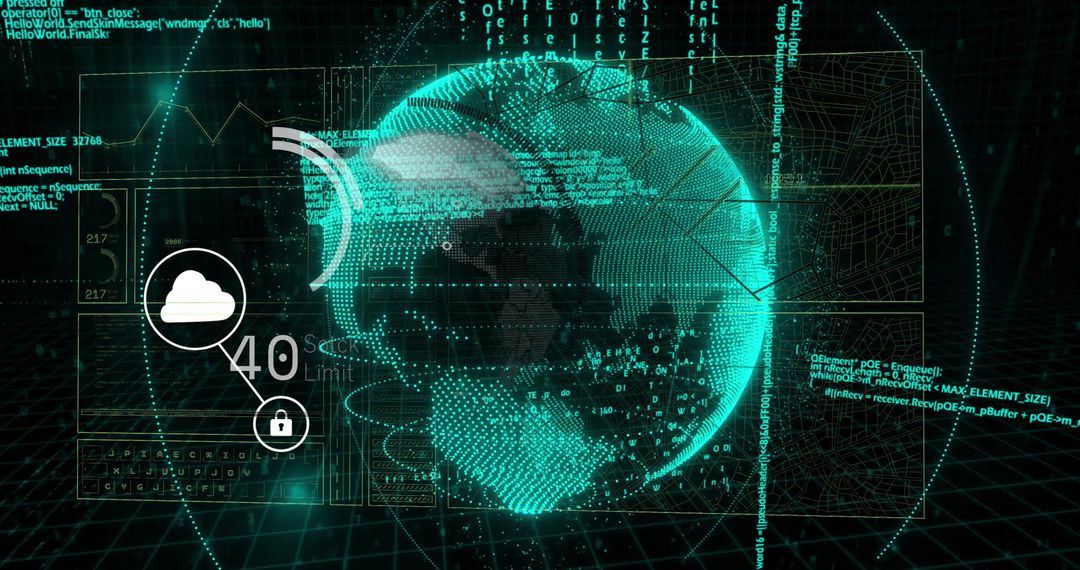 Futuristic Globe With Data Streams and Digital Grid