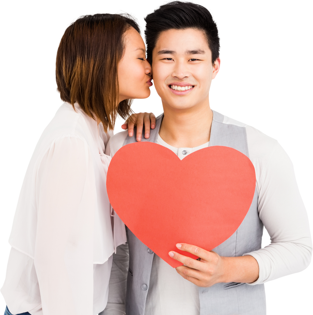 Asian Couple Showing Affection Holding Heart Shape On Transparent Background - Download Free Stock Images Pikwizard.com