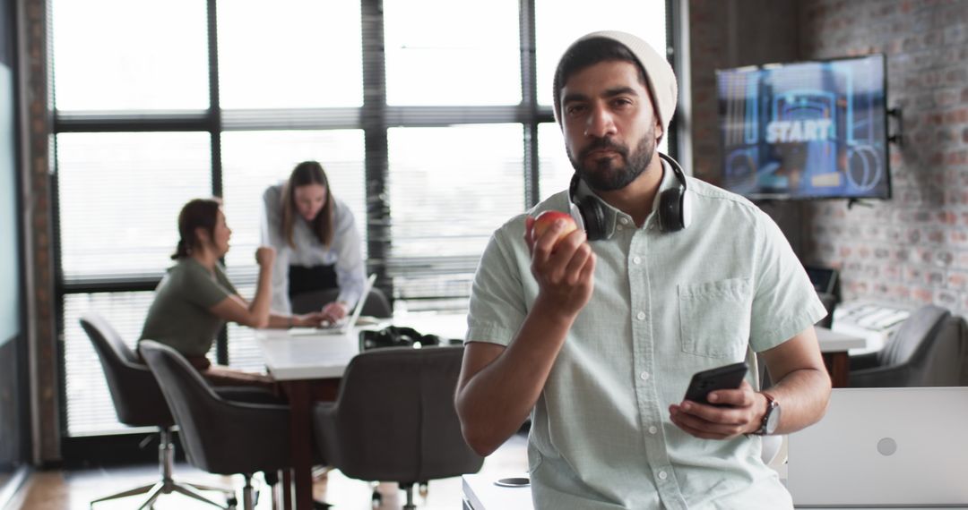 Diverse Office Team Collaborating, Man Enjoying Break