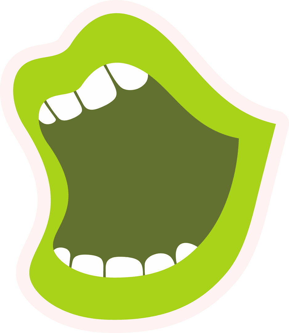 Lime-green Open Mouth Illustration on Transparent Background