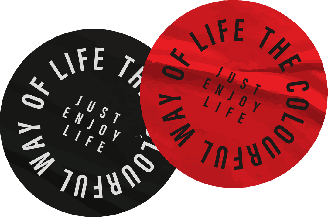 Colorful and Black Motivational Overlapping Badges on Transparent Background